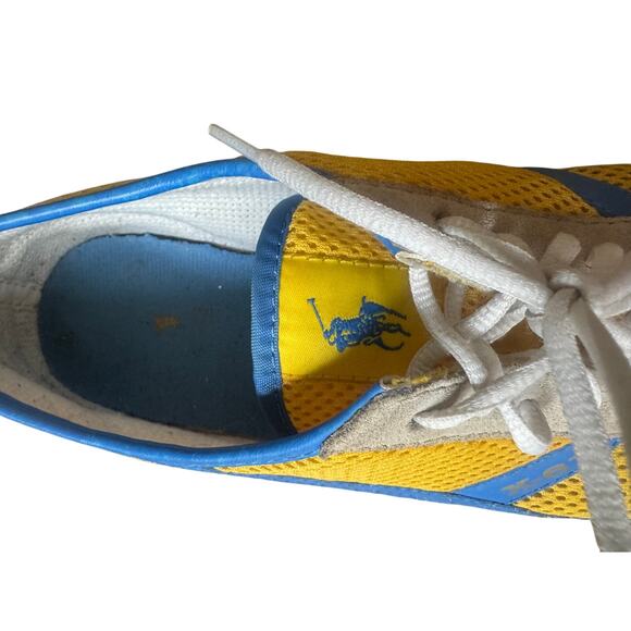 Vintage Polo Ralph Lauren | Yellow + Blue Round Toe Trainers | Size 7.5B - Picture 7 of 8